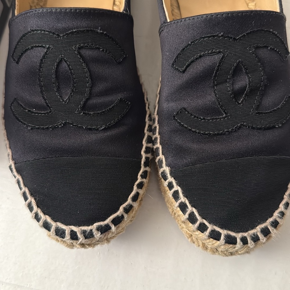 Chanel Black Espadrille Flats